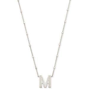 Kendra Scott Letters A-Z Pendant Necklace for Women, Fashion Jewelry, Rhodium-Plated Brass(Letter M)