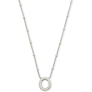 Kendra Scott Letters A-Z Pendant Necklace for Women, Fashion Jewelry, Rhodium-Plated Brass(Letter O)