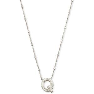 Kendra Scott Letters A-Z Pendant Necklace for Women, Fashion Jewelry, Rhodium-Plated Brass(Letter Q)