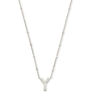 Kendra Scott Letters A-Z Pendant Necklace for Women, Fashion Jewelry, Rhodium-Plated Brass(Letter Y)