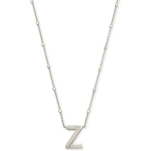 Kendra Scott Letters A-Z Pendant Necklace for Women, Fashion Jewelry, Rhodium-Plated Brass(Letter Z)