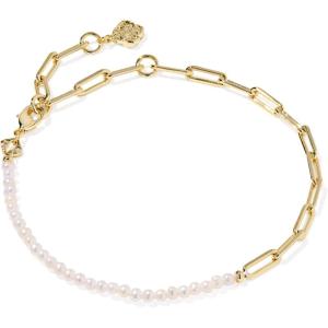 Kendra Scott Markie Half Chain Bracelet in Freshwater Cultured Pearl, Fashion Jewelry for Women(GOLD-FRESHWATER CULTURED PEARL)