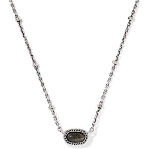 Kendra Scott Mini Elisa 14k Gold-Plated Satellite Short Pendant Necklace, Fashion Jewelry for Women(Vintage Silver Golden Obsidian)