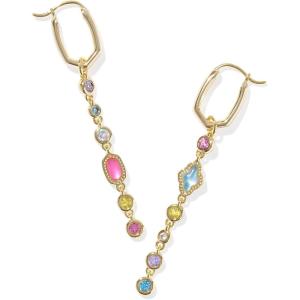 Kendra Scott Mini Elisa Abbie Huggie Earrings, Fashion Jewelry for Women(GOLD – MULTI MIX)