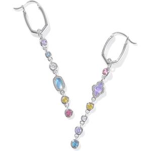 Kendra Scott Mini Elisa Abbie Huggie Earrings, Fashion Jewelry for Women(RHODIUM – MULTI MIX)