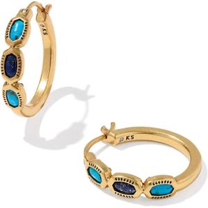 Kendra Scott Mini Elisa Hoop Earrings, Fashion Jewelry for Women(GOLD – BLUE MIX)