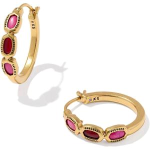 Kendra Scott Mini Elisa Hoop Earrings, Fashion Jewelry for Women(GOLD – PINK MIX)