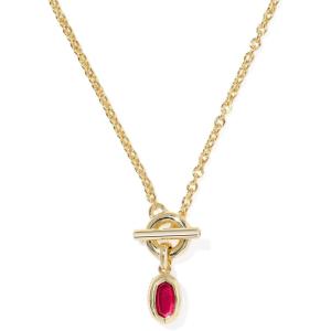 Kendra Scott Mini Elisa Toggle Short Pendant Necklace, Fashion Jewelry for Women(GOLD – CARMINE RED ILLUSION)