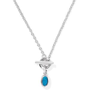 Kendra Scott Mini Elisa Toggle Short Pendant Necklace, Fashion Jewelry for Women(RHODIUM – VARIEGATED INDIGO MAGNESITE)