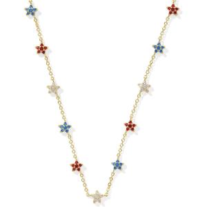 Kendra Scott Sierra Star Crystal Strand Necklace, Fashion Jewelry for Women(GOLD – RED WHITE BLUE MIX)