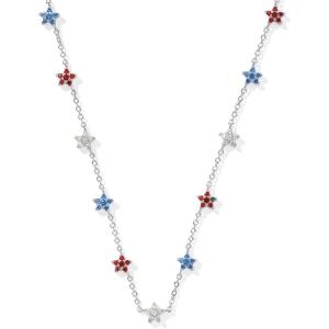 Kendra Scott Sierra Star Crystal Strand Necklace, Fashion Jewelry for Women(RHODIUM – RED WHITE BLUE MIX)