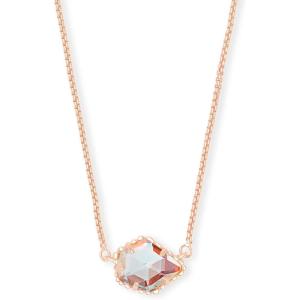 Kendra Scott Tess Pendant Necklace for Women, Fashion Jewelry(ROSE GOLD-PLATED – IRIDESCENT DICHROIC GLASS)