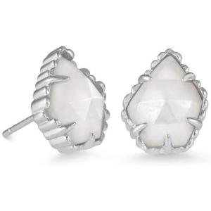 Kendra Scott Tessa Stud Earrings for Women, Fashion Jewelry(RHODIUM – Ivory MOTHER OF PEARL)