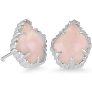 Kendra Scott Tessa Stud Earrings for Women, Fashion Jewelry(RHODIUM – ROSE QUARTZ)