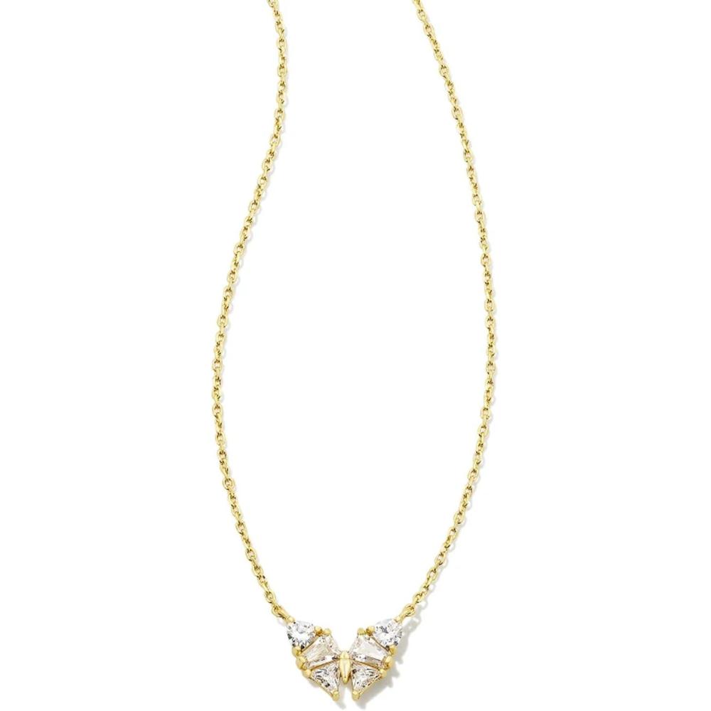 imageKendra Scott Blair 14k GoldPlated Butterfly Small Short Pendant Necklace in White Crystal Fashion Jewelry for Women