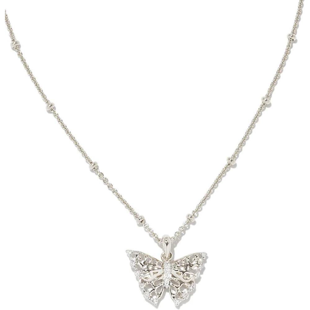 imageKendra Scott Delicate Butterfly Sterling SilverPlated Brass Necklace in White Sapphire