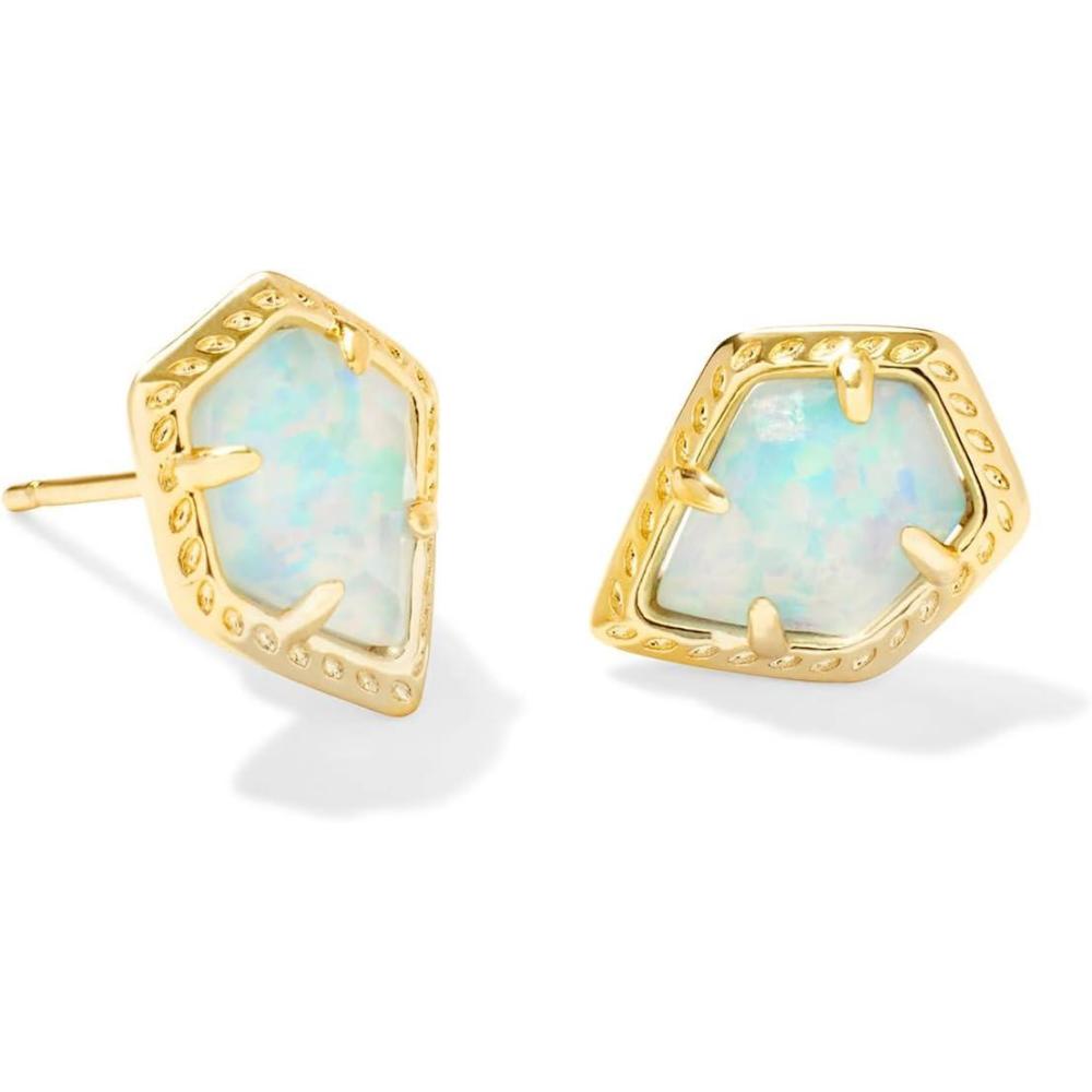 imageKendra Scott Framed Tess Stud Earrings Fashion Jewelry for WomenGOLD LUSTER  LIGHT BLUE OPAL