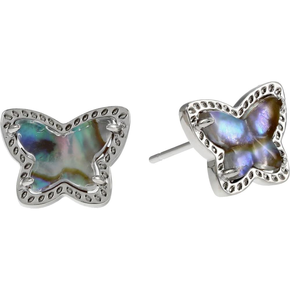 imageKendra Scott Lillia Butterfly Stud Earrings for Women Fashion Jewelry RhodiumPlated Over Brass Iridescent Abalone