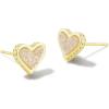 Kendra Scott Framed Ari Heart Stud Earrings for Women, Fashion Jewelry, 14k Gold-Plated Brass, Iridescent Drusy