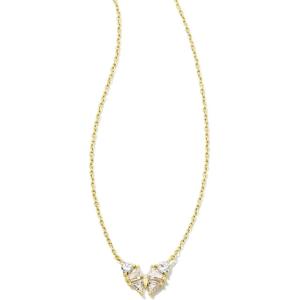 Kendra Scott Blair 14k Gold-Plated Butterfly Small Short Pendant Necklace in White Crystal, Fashion Jewelry for Women