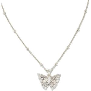 Kendra Scott Delicate Butterfly Sterling Silver-Plated Brass Necklace in White Sapphire