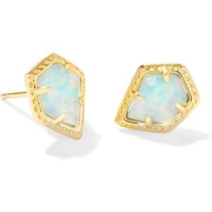 Kendra Scott Framed Tess Stud Earrings, Fashion Jewelry for Women(GOLD LUSTER – LIGHT BLUE OPAL)
