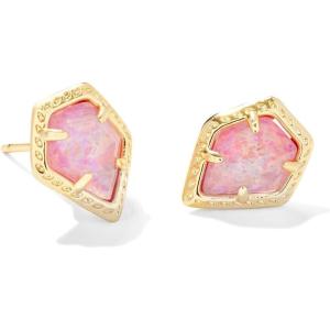 Kendra Scott Framed Tess Stud Earrings, Fashion Jewelry for Women(GOLD LUSTER – ROSE PINK OPAL)