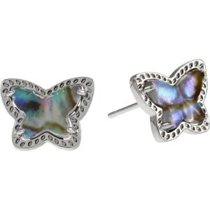 Kendra Scott Lillia Butterfly Stud Earrings for Women, Fashion Jewelry, Rhodium-Plated Over Brass, Iridescent Abalone