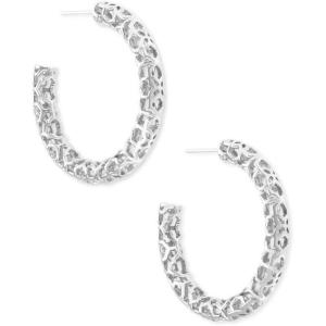 Kendra Scott Maggie 1.5″ Hoop Earrings for Women, Fashion Jewelry(SILVER – FILIGREE METAL)