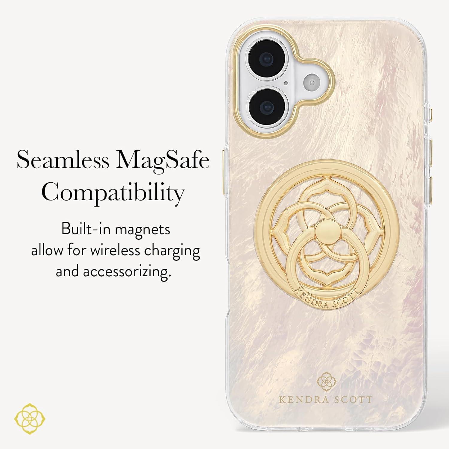 imageKendra Scott iPhone 17 Pro Max Case Compatible with MagSafe Designer Phone Case Blue PearlCream Pearl