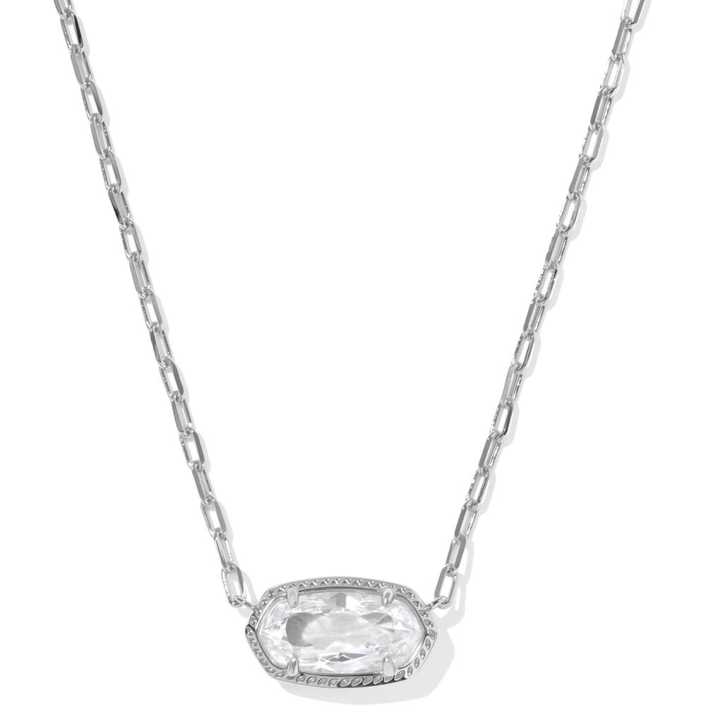 imageKendra Scott Elisa Luxe Pendant Necklace Fashion Jewelry for WomenRHODIUMWHITE CUBIC ZIRCONIA