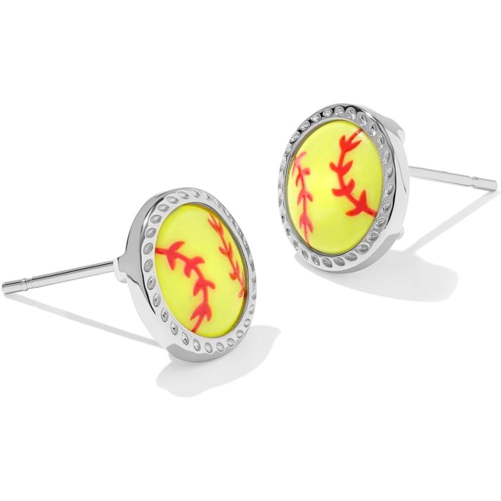imageKendra Scott Softball Stud Earring Fashion Jewelry for WomenRHODIUMCHARTREUSE MAGNESITE