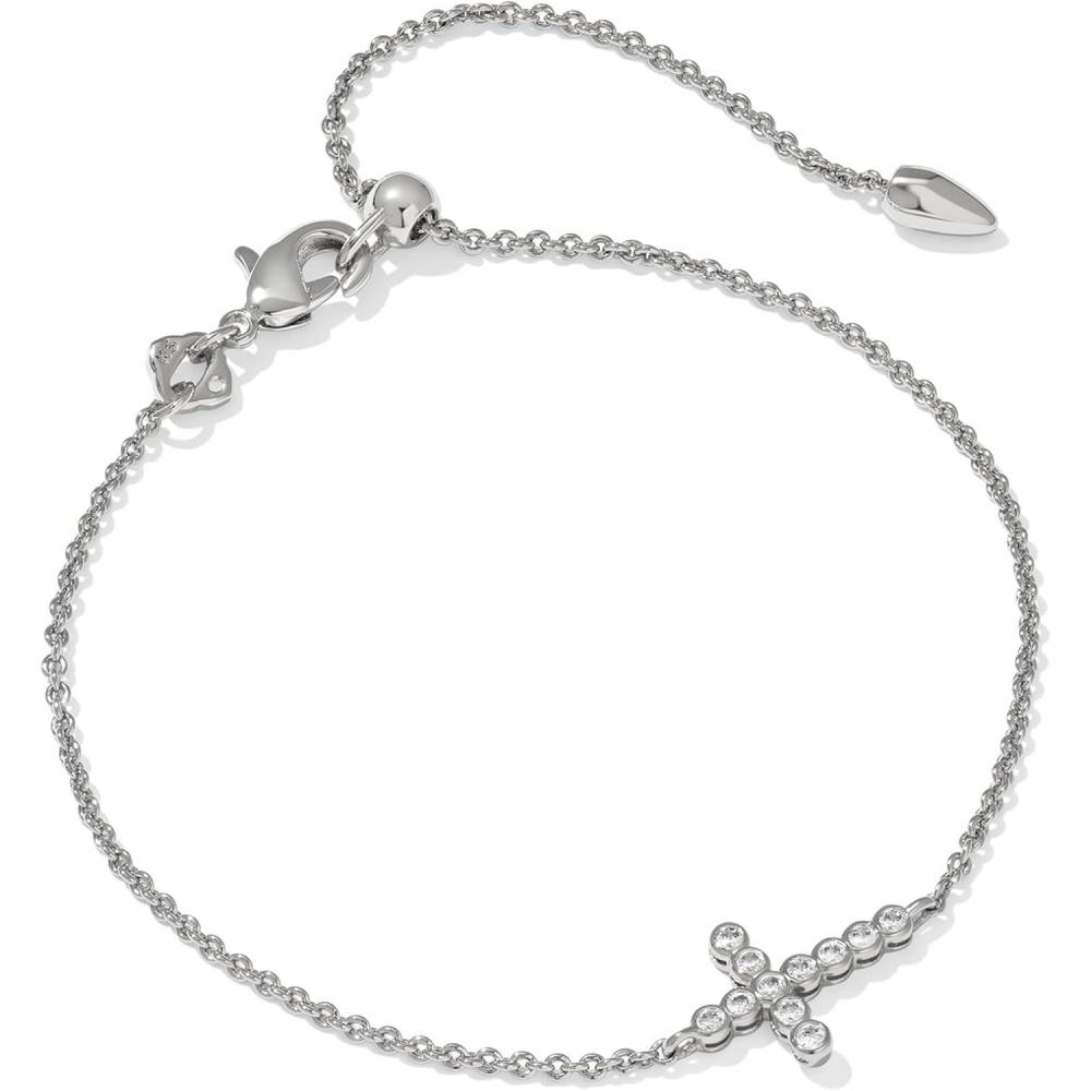 imageKendra Scott Cross Crystal Delicate Chain Bracelet in White Cubic Zirconia Fashion Jewelry for WomenRHODIUMWHITE CUBIC ZIRCONIA