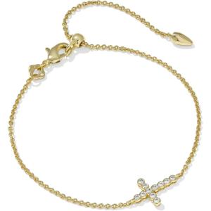 Kendra Scott Cross Crystal Delicate Chain Bracelet in White Cubic Zirconia, Fashion Jewelry for Women(GOLD-WHITE CUBIC ZIRCONIA)