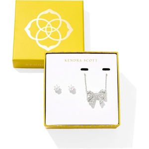 Kendra Scott Krista Bow And Ashton Gift Set, Fashion Jewelry for Women(RHODIUM – WHITE PEARL)